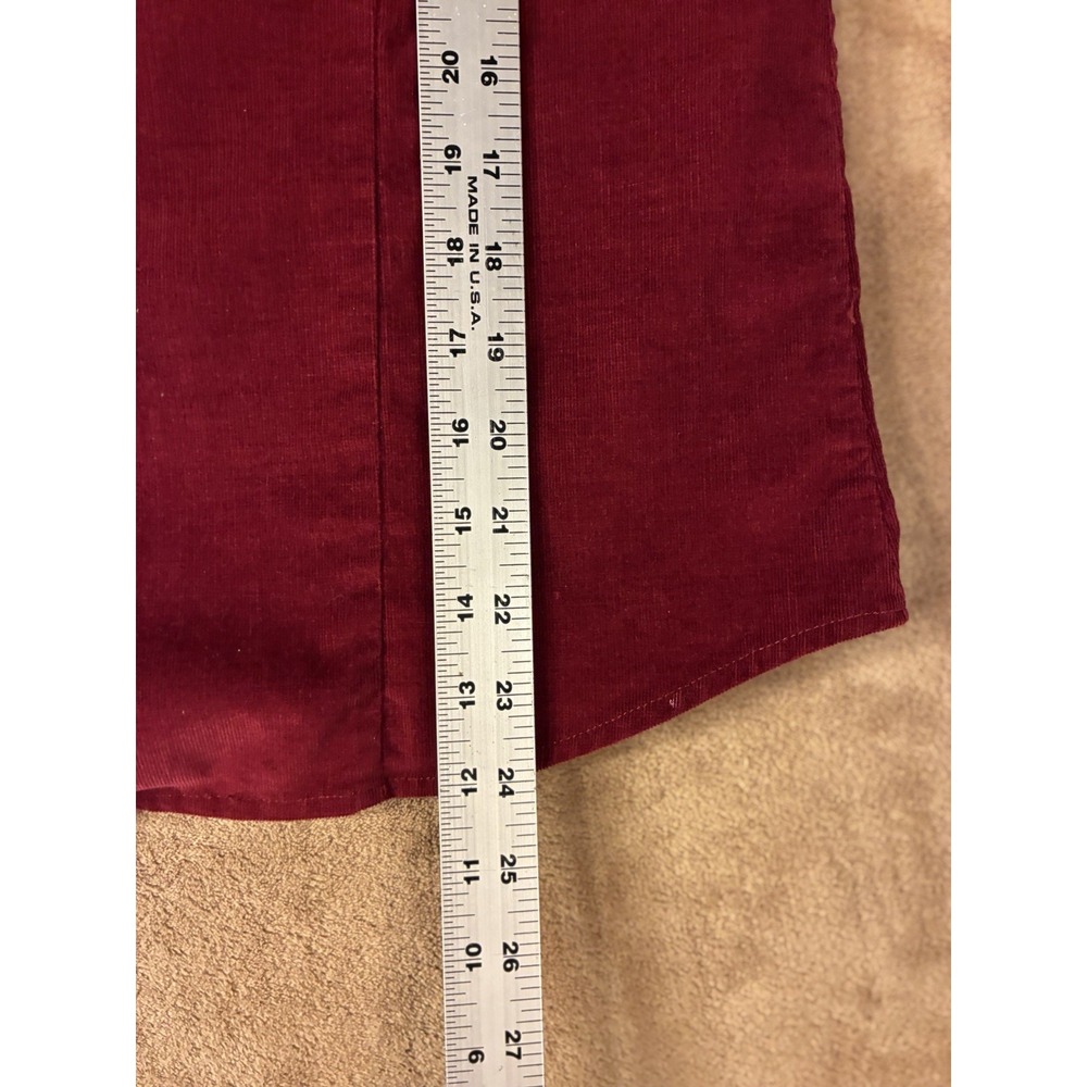VTG Y2K Womens Burgundy Corduroy Shacket Snap Closure Top Cranberry Red Medium - Picture 6 of 13